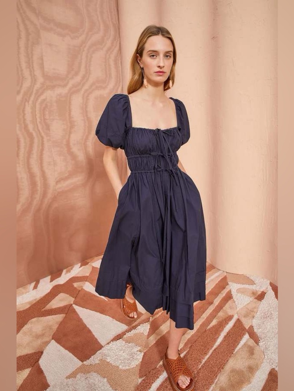 Ulla Johnson Palma Tiered Gathered Midi Cotton Poplin Dress Sold Out sz 0